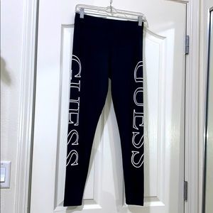 Black lycra branded leggings